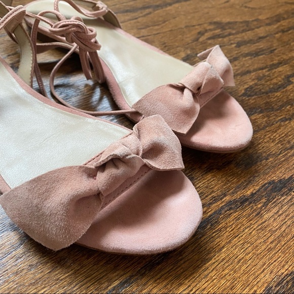 Ann Taylor Galen Lace Up Bow Flat Sandals pink - Picture 4 of 8